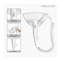 Proficare PC-HT 3044 1800W Compact Wall-Mounted Hairdryer White