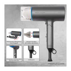 Proficare PC-HT 3073 Folding Hairdryer 1600W Blue