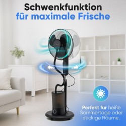 Ventillateur et humidificateur à roulette 40cm Noir Proficare PC-VL3142LB-Noir